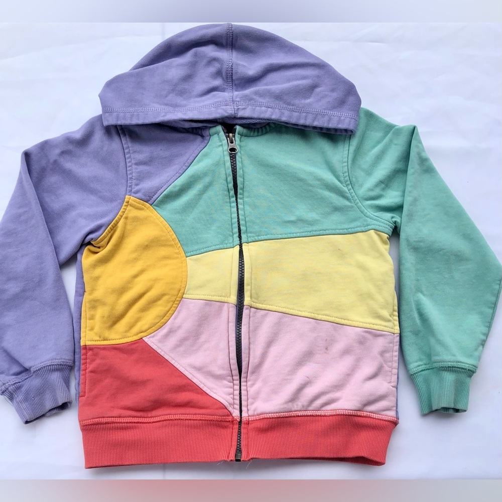 Hanna Andersson Colorblock Cotton Zip Up Hoodie Sweater Unisex Size 5 Kids